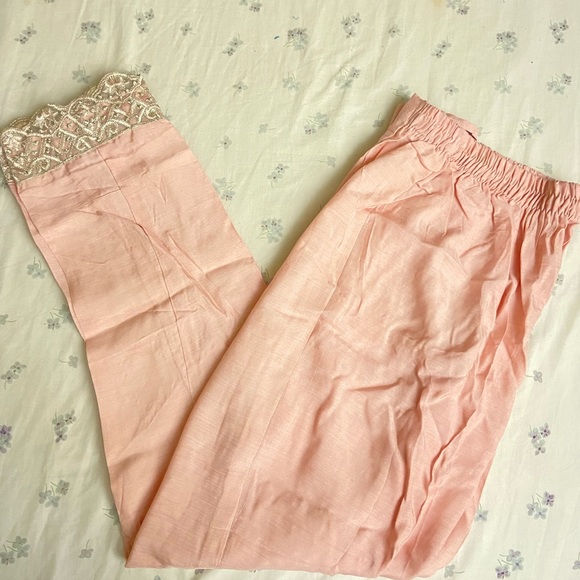 Peach Pakistani Indian salwar kameez suit eid collection party wear ethic suit - Picture 10 of 13